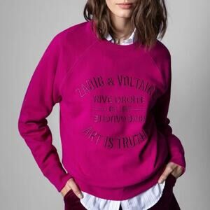 Zadig &‎ Voltaire Walky Brode Art is Truth Pullover Sweatshirt Pink Size XS